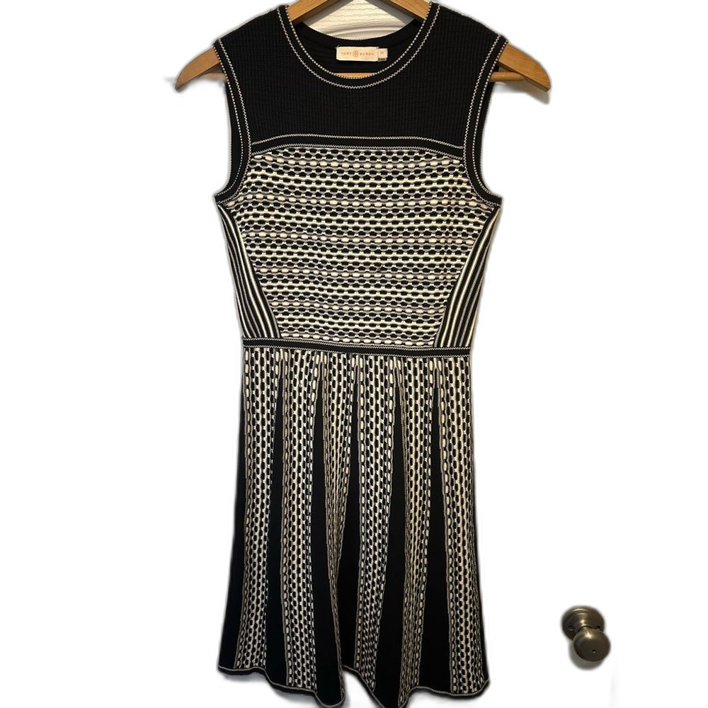 Tory Burch 'Monique' Black & White Cotton Sweater Dress Size XS - Picture 2 of 8